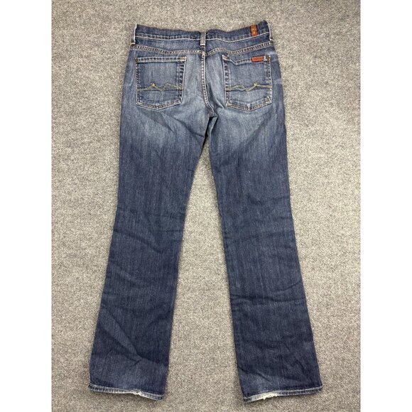 7 For All Mankind Jeans Womens 29 Blue Boy Cut Bootcut Stretch Denim Made USA - Picture 8 of 11